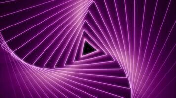 Animation of futuristic pink triangular corridor. Movement in 3d tunnel with triangular lines video