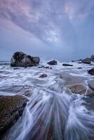 Beach of fjord in Norway photo