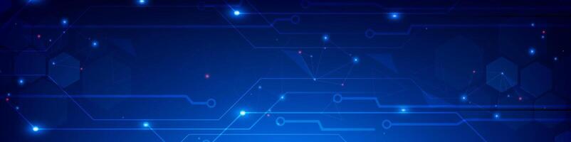 Dark Blue Digital technology banner. Futuristic banner for various design projects such as websites, presentations, print materials, social media posts vector