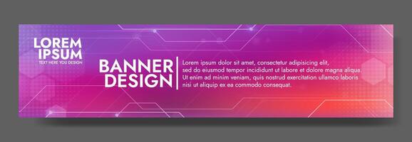 Purple Orange Digital technology banner. Futuristic banner for various design projects such as websites, presentations, print materials, social media posts vector