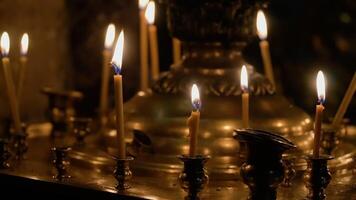 Burning candles in the Christian Orthodox Church. The theme of religion, faith and the Orthodox Church video