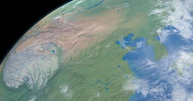 Yangtze river, in China, in planet earth, view from outer space video