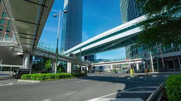 A timelapse of traffic jam at the business town in Tokyo wide shot zoom video