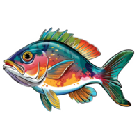 ai généré autocollant de une coloré océan poisson sur une transparent Contexte - ai généré png