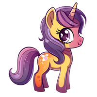 ai generiert Aufkleber von ein süß Pony auf ein transparent Hintergrund - - ai generiert png