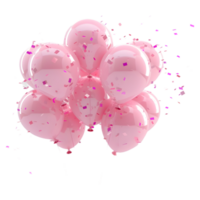 ai généré 3d le rendu de une rose fête des ballons sur transparent Contexte - ai généré png