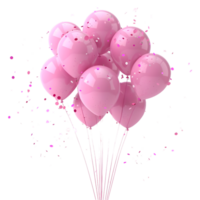 ai generado 3d representación de un rosado celebracion globos en transparente antecedentes - ai generado png