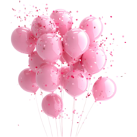 ai généré 3d le rendu de une rose fête des ballons sur transparent Contexte - ai généré png