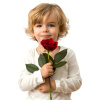 AI generated Boy Holding Rose in Hand on Transparent background - Ai Generated png