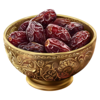 AI generated 3D Rendering of a Dates in a Bowl on Transparent Background - Ai Generated png