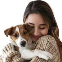 AI generated Woman Holding Dogs in Her Arms on Transparent background - Ai Generated png