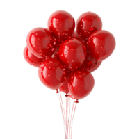 ai generado 3d representación de un rojo celebracion globos en transparente antecedentes - ai generado png