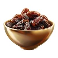 AI generated 3D Rendering of a Dates in a Bowl on Transparent Background - Ai Generated png