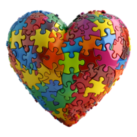 AI generated 3D Rendering of a Heart Made From Jigsaw Puzzle Pieces on Transparent Background - Ai Generated png