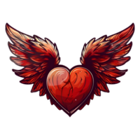 AI generated Sticker of a Love Heart With Wings On a Transparent Background - Ai Generated png