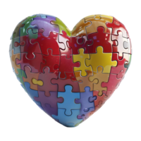 AI generated 3D Rendering of a Heart Made From Jigsaw Puzzle Pieces on Transparent Background - Ai Generated png