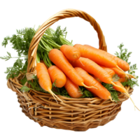 AI generated 3D Rendering of a Carrots in a Basket on Transparent Background - Ai Generated png