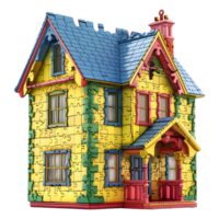 AI generated 3D Rendering of a House or Home Made From Jigsaw Puzzle Pieces on Transparent Background - Ai Generated png