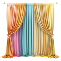 ai gerado 3d Renderização do uma parede colorida cortinas em transparente fundo - ai gerado png
