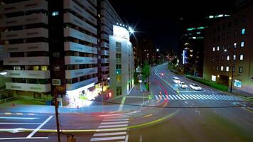 A night timelapse of traffic jam at Yamate avenue in Tokyo wide shot zoom video