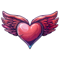 AI generated Sticker of a Love Heart With Wings On a Transparent Background - Ai Generated png