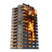 ai generiert 3d Rendern von ein Feuer im ein Gebäude auf transparent Hintergrund - - ai generiert png