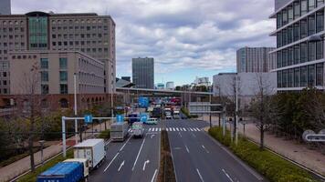 A timelapse of the traffic jam at the city street in Tokyo wide shot tilt video