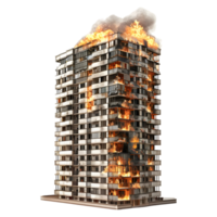 ai generado 3d representación de un fuego en un edificio en transparente antecedentes - ai generado png