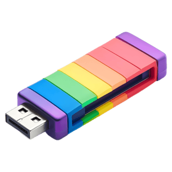 ai genererad 3d tolkning av en färgrik bärbar uSB på transparent bakgrund - ai genererad png