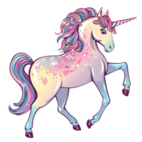 ai généré autocollant de une mignonne cheval Licorne sur une transparent Contexte - ai généré png