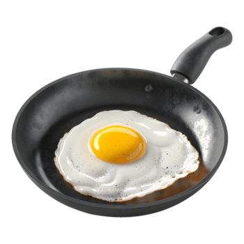 ai generato 3d interpretazione di un' fritte uovo nel un' padella su trasparente sfondo - ai generato png