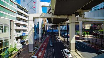 un' lasso di tempo di traffico marmellata a il città strada nel tokyo largo tiro video