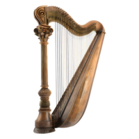 ai gerado 3d Renderização do uma cromático harpa em transparente fundo - ai gerado png