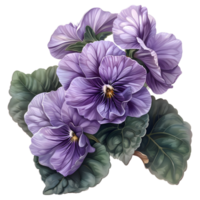 ai generado 3d representación de un Violeta pensamiento flor en transparente antecedentes - ai generado png