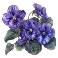 ai generato 3d interpretazione di un' viola viola del pensiero fiore su trasparente sfondo - ai generato png