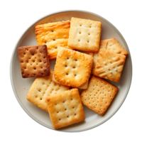 ai gegenereerd 3d renderen van een verschillend biscuits in een bord Aan transparant achtergrond - ai gegenereerd png