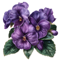 ai generiert 3d Rendern von ein violett Stiefmütterchen Blume auf transparent Hintergrund - - ai generiert png