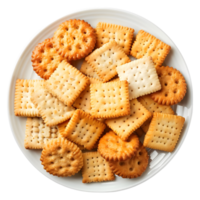 ai gegenereerd 3d renderen van een verschillend biscuits in een bord Aan transparant achtergrond - ai gegenereerd png