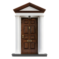 ai generado 3d representación de un casa frente puerta en transparente antecedentes - ai generado png