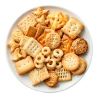 ai generado 3d representación de un diferente galletas en un plato en transparente antecedentes - ai generado png