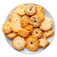 ai generato 3d interpretazione di un' diverso biscotti nel un' piatto su trasparente sfondo - ai generato png