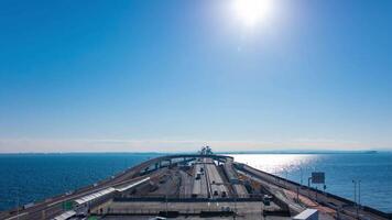 A timelapse of traffic jam on the highway at Tokyo bay area in Chiba wide shot panning video