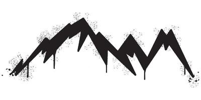 Spray Painted Graffiti mountain icon Sprayed isolated with a white background. graffiti volcano with over spray in black over white. vector