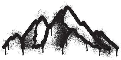 Spray Painted Graffiti mountain icon Sprayed isolated with a white background. graffiti volcano with over spray in black over white. vector