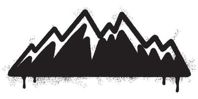 Spray Painted Graffiti mountain icon Sprayed isolated with a white background. graffiti volcano with over spray in black over white. vector