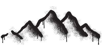 Spray Painted Graffiti mountain icon Sprayed isolated with a white background. graffiti volcano with over spray in black over white. vector