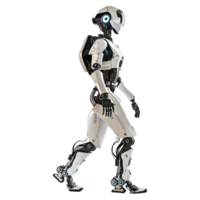 ai gerado 3d Renderização do uma caminhando humanóide robô em transparente fundo - ai gerado png