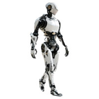 ai généré 3d le rendu de une en marchant humanoïde robot sur transparent Contexte - ai généré png