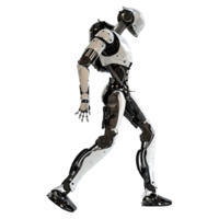 ai gerado 3d Renderização do uma caminhando humanóide robô em transparente fundo - ai gerado png