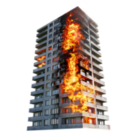 ai généré 3d le rendu de une Feu dans une bâtiment sur transparent Contexte - ai généré png